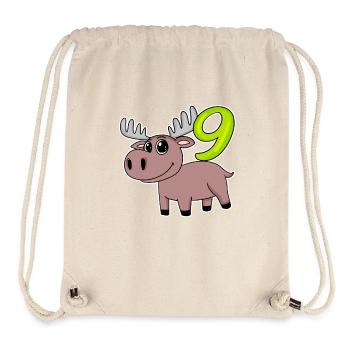 9th Birthday Motif Moose - Nine Years Old - Stanley/Stella Recycled Gym Bag - natural - Front
