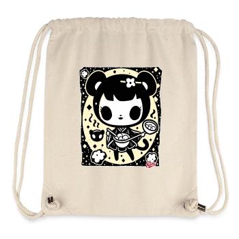 Crazy vintage dessin animé fille cuisine ramen - Sac à cordon recyclé Stanley/Stella - blanc naturel - Devant