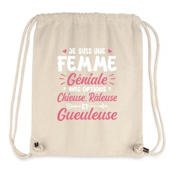 Chieuse gueuleuse grouch humorous femme géniale - Stanley/Stella Recycled Gym Bag - natural - Front