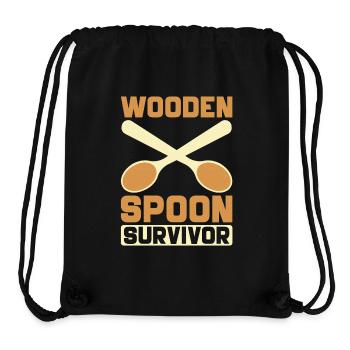 Cuillère en bois Survivor Drôle Design Rétro - Sac à cordon recyclé Stanley/Stella - noir - Devant