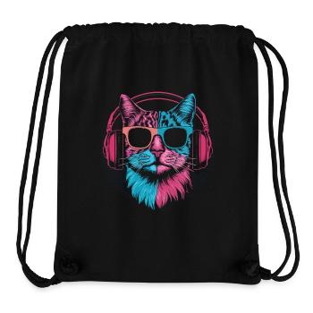 Colorful Cat Sunglasses Headphones - Stanley/Stella Recycled Gym Bag - black - Front