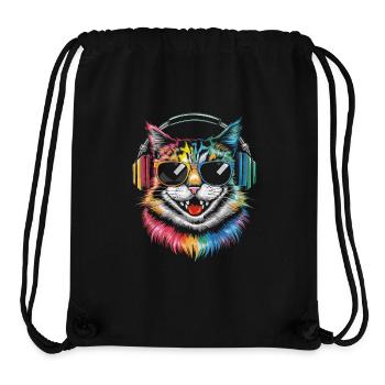 Colorful Cat Sunglasses Headphones - Stanley/Stella Recycled Gym Bag - black - Front