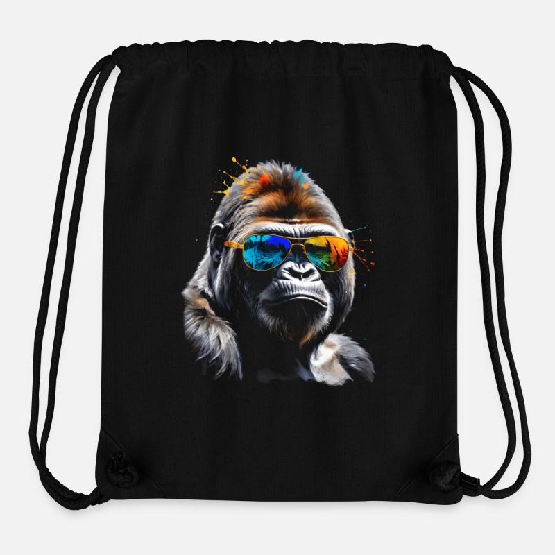 Gorilla Sonnenbrille Affe Bunt Tier Design Print - Stanley/Stella recycelter Gym Bag - Schwarz