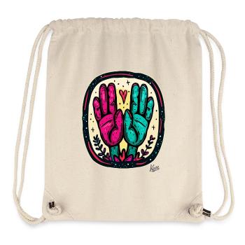 Old-School Retro Tattoo Style: Heart and Hands - Stanley/Stella Recycled Gym Bag - natural - Front