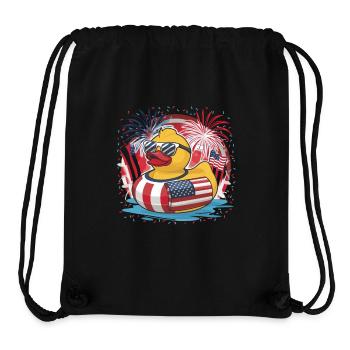Patriotisches Gummi-Entchen amerikanischer Flagge - Stanley/Stella recycelter Gym Bag - Schwarz - Vorne