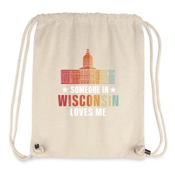 Quelqu’un dans le Wisconsin m’aime - Sac à cordon recyclé Stanley/Stella - blanc naturel - Devant