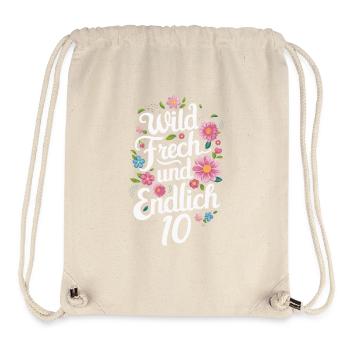 Geburtstagsgeschenk 10 Jahre Kindergeburtstag - Stanley/Stella recycelter Gym Bag - Naturweiß - Vorne