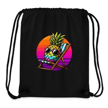 Holiday Pineapple Deck Chair Sunset Funny - Stanley/Stella Recycled Gym Bag - black - Front