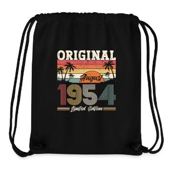 70e anniversaire Original août 1954 Né en 1954 - Sac à cordon recyclé Stanley/Stella - noir - Devant