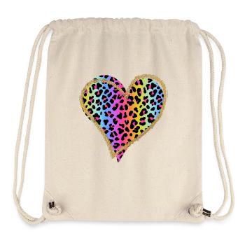 Amour Guépard Imprimé Léopard Coeur Saint Valentin - Sac à cordon recyclé Stanley/Stella - blanc naturel - Devant