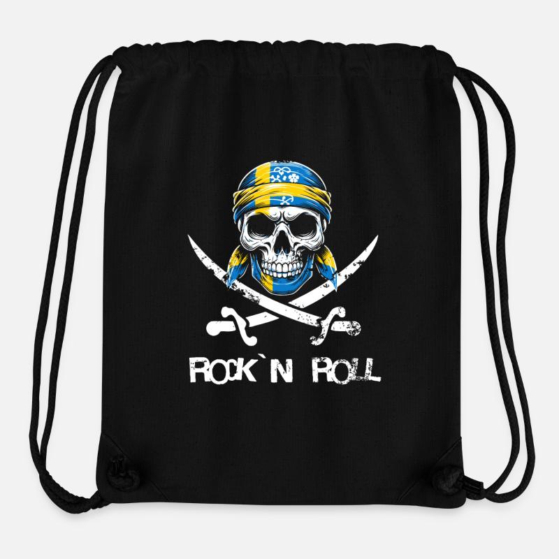 Skull Rockn Roll Swedish - Stanley/Stella Recycled Gym Bag - black