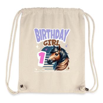 Pferd 1. Geburtstag Mädchen Kinder - Stanley/Stella recycelter Gym Bag - Naturweiß - Vorne