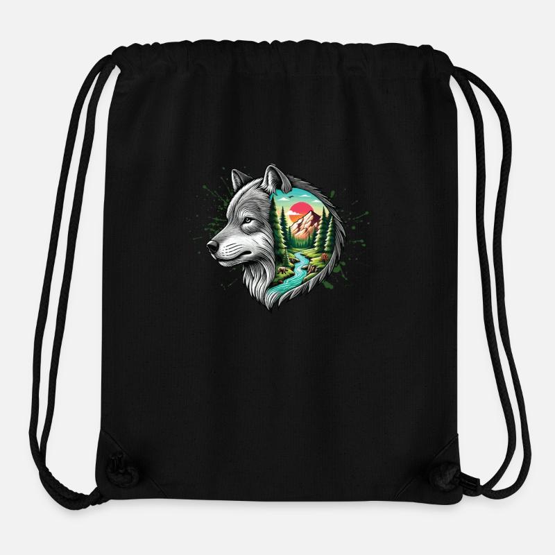 Wilderness Inside the Bear Retro Vintage - Sac à cordon recyclé Stanley/Stella - noir