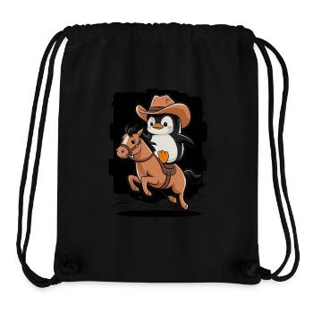 Cowboy Penguin Rides On A Horse - Stanley/Stella Recycled Gym Bag - black - Front