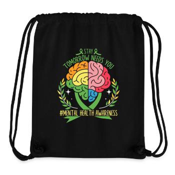 Un cerveau coloré pour la santé mentale - Sac à cordon recyclé Stanley/Stella - noir - Devant