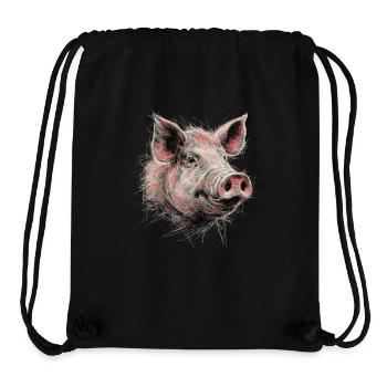 cochon dessin abstrait animal oeuvre - Sac à cordon recyclé Stanley/Stella - noir - Devant