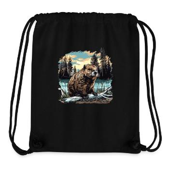 Beaver Biber - Sac à cordon recyclé Stanley/Stella - noir - Devant