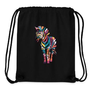 Œuvre d’art zébrée colorée pour les amoureux des animaux - Sac à cordon recyclé Stanley/Stella - noir - Devant