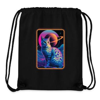 Animal Art Planet Fantasy Artwork Cat Universe - Stanley/Stella Recycled Gym Bag - black - Front