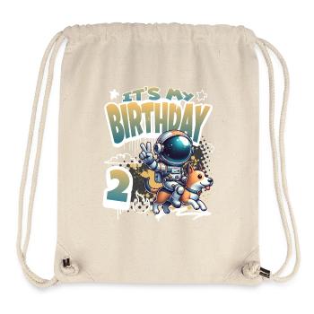 Astronaut 2. Geburtstag Weltall Hund Lustig - Stanley/Stella recycelter Gym Bag - Naturweiß - Vorne