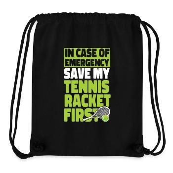 Raquette de joueur de tennis drôle au cas où - Sac à cordon recyclé Stanley/Stella - noir - Devant