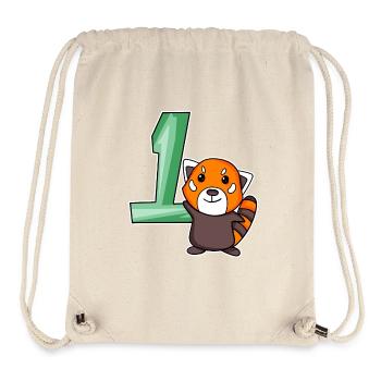 1 Jahr alt - Einschulung - Kleiner Panda Motiv - Stanley/Stella recycelter Gym Bag - Naturweiß - Vorne