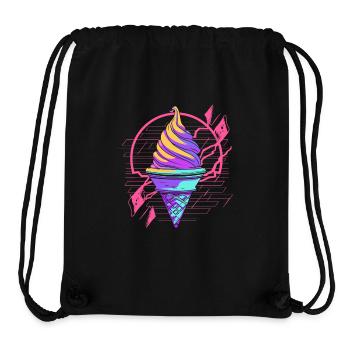 Cornet de crème glacée Synthwave - Sac à cordon recyclé Stanley/Stella - noir - Devant