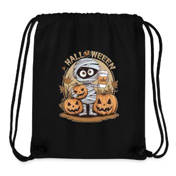Momie avec citrouille et thème d’Halloween - Sac à cordon recyclé Stanley/Stella - noir - Devant