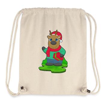 Forfait Noël renne - Sac à cordon recyclé Stanley/Stella - blanc naturel - Devant