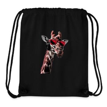 Girafe motif animal animal amoureux des écouteurs Art - Sac à cordon recyclé Stanley/Stella - noir - Devant