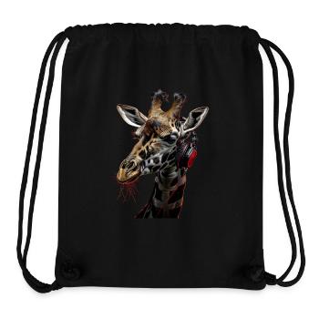 Girafe motif animal animal amoureux des écouteurs Art - Sac à cordon recyclé Stanley/Stella - noir - Devant