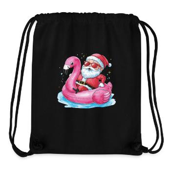 Festlicher Weihnachtsmann reitet Flamingo Pool - Stanley/Stella recycelter Gym Bag - Schwarz - Vorne
