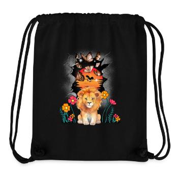 Nature Flowers Butterflies Lion Lions Children Child - Stanley/Stella Recycled Gym Bag - black - Front