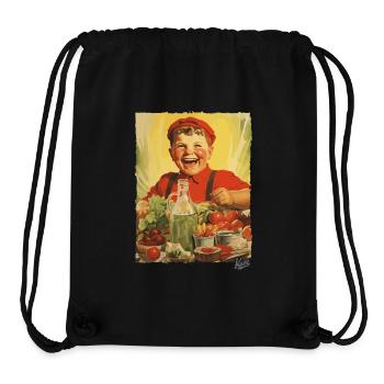 Vintage Propaganda: Boy Eats Healthy Food - Stanley/Stella Recycled Gym Bag - black - Front