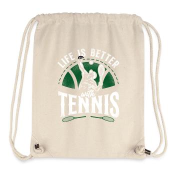 Drôle de joueur de tennis raquette la vie est - Sac à cordon recyclé Stanley/Stella - blanc naturel - Devant