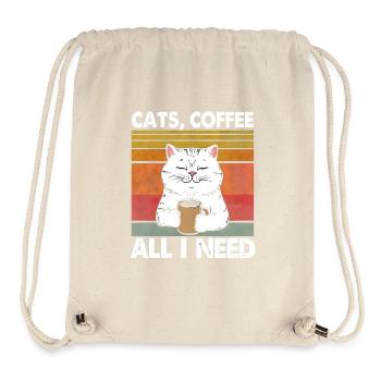 Lustiges Katze Kunst Katzenbesitzer Katzen Kaffee - Stanley/Stella recycelter Gym Bag - Naturweiß - Vorne