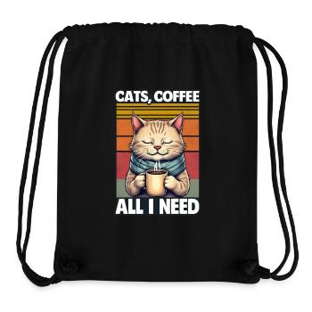 Lustiges Katze Kunst Katzenbesitzer Katzen Kaffee - Stanley/Stella recycelter Gym Bag - Schwarz - Vorne