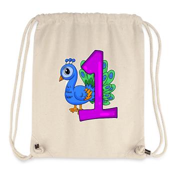 Zahl 1 Nummer Eins - Blauer Pfau Motiv - Stanley/Stella recycelter Gym Bag - Naturweiß - Vorne