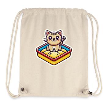 Süße Katze sitzt im Sandkasten Patch-Stil - Stanley/Stella recycelter Gym Bag - Naturweiß - Vorne