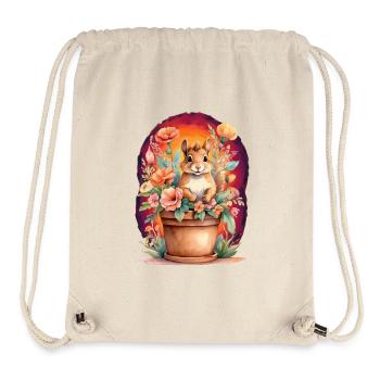 Kids Child Squirrel Flowers Fairy Tale Baby - Stanley/Stella Recycled Gym Bag - natural - Front