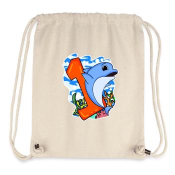 Zahl 1 Nummer Eins - Delfin Motiv - Stanley/Stella recycelter Gym Bag - Naturweiß - Vorne