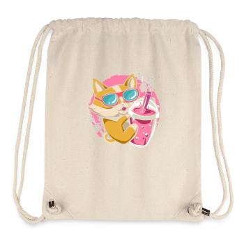 Kitten Kawaii Boba Milk Tea Drinking Cat - Stanley/Stella Recycled Gym Bag - natural - Front