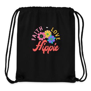 Foi Amour Hippie Fleurs Rétro - Sac à cordon recyclé Stanley/Stella - noir - Devant