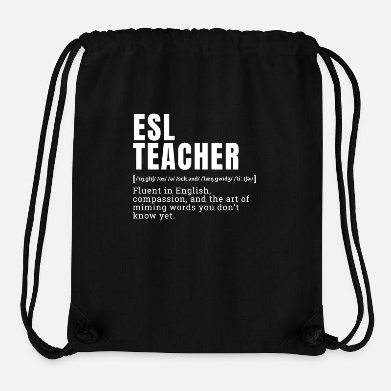 Drôle d’anglais comme professeur de langue seconde ESL ini - Sac à cordon recyclé Stanley/Stella - noir