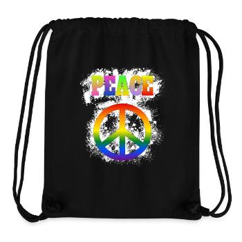 Signe de paix avec lettrage - Symbole de paix - Sac à cordon recyclé Stanley/Stella - noir - Devant