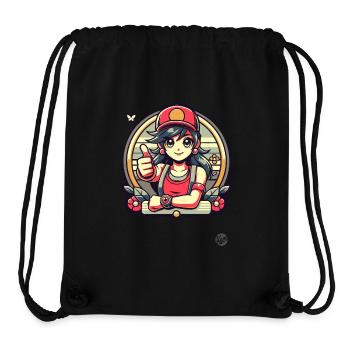 Pouce vers le haut Fille de dessin animé - Sac à cordon recyclé Stanley/Stella - noir - Devant