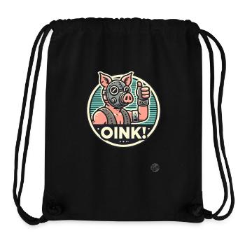 Schwein mit Maske: Daumen hoch und "Oink" - Stanley/Stella recycelter Gym Bag - Schwarz - Vorne