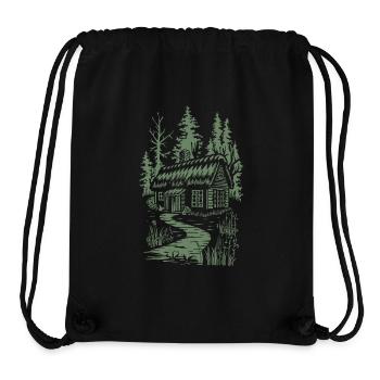 Dark Cottagecore Forest House Motif - Stanley/Stella Recycled Gym Bag - black - Front