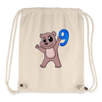 9th Birthday Motif Bear - 9 Years - Stanley/Stella Recycled Gym Bag - natural - Front