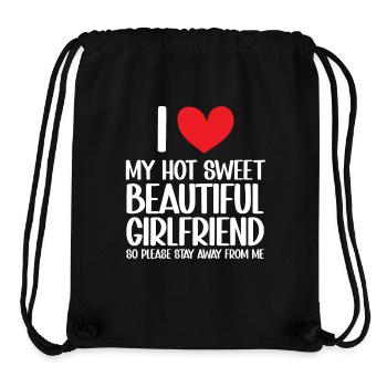 J’aime ma copine Couples Love idée cadeau - Sac à cordon recyclé Stanley/Stella - noir - Devant